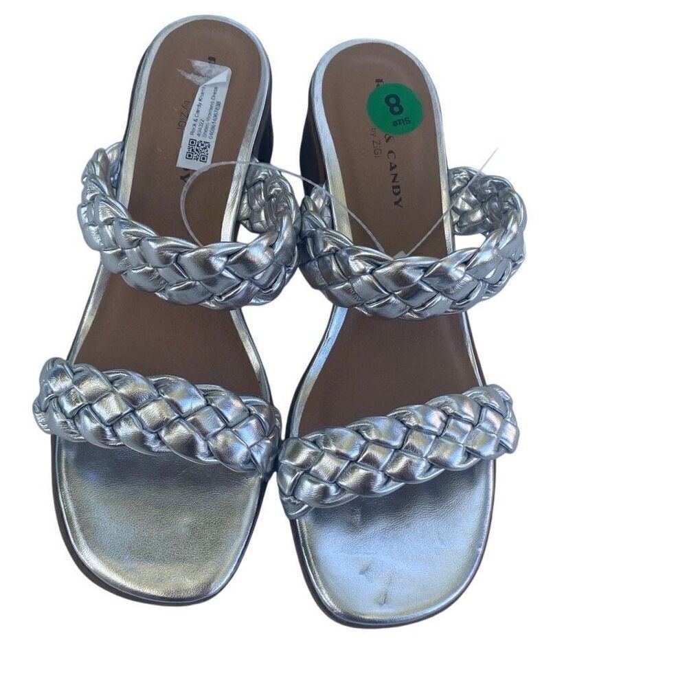 ROCK & CANDY Khamie Women’s Heeled Silver Braided Sandal‎ Size 8 NEW NO BOX